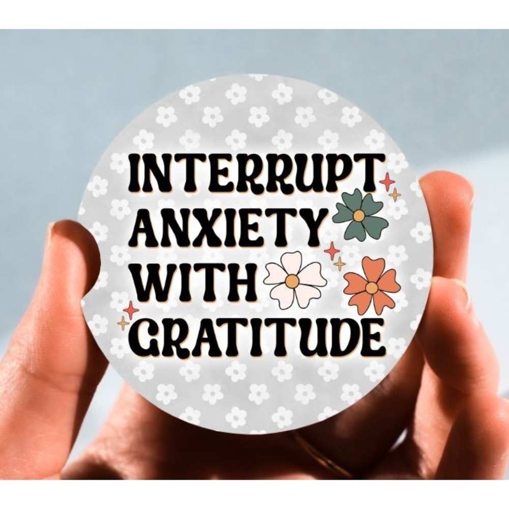 Set of 2 Car Coasters, Interrupt Anxiety Car Coaster, Neoprene Car Coaster‎